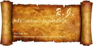 Rössler Jozafát névjegykártya